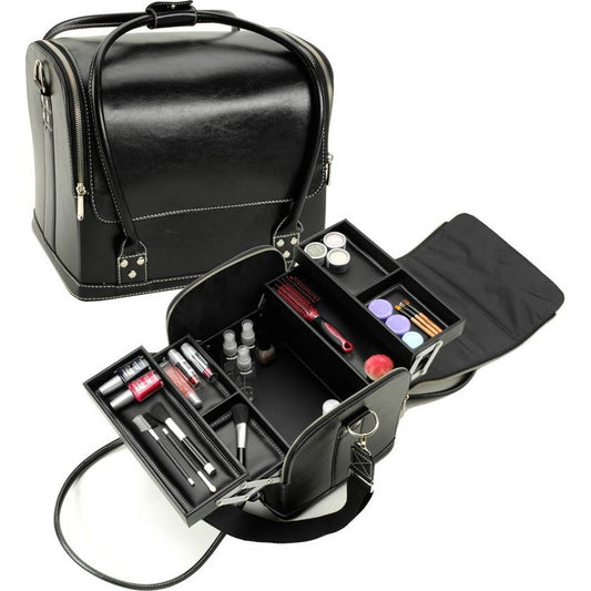Black Rolltop Soft-Sided Makeup Train Case