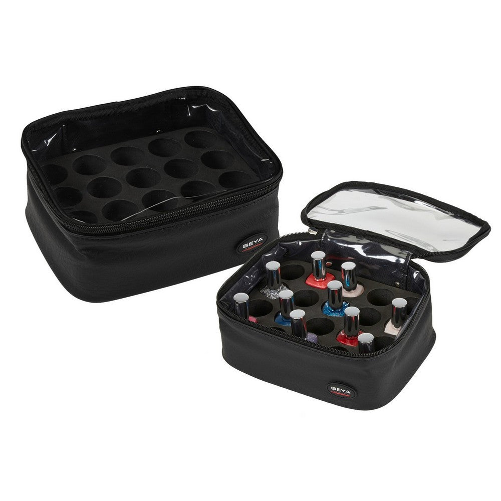 Black Compact Nail Polish Storage Pouch