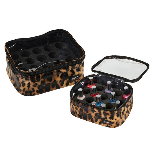 Leopard Compact Nail Polish Storage Pouch