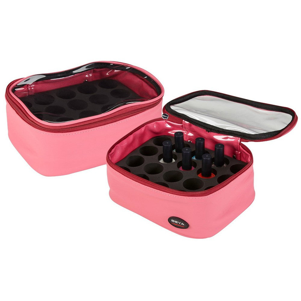 Pink Compact Nail Polish Storage Pouch