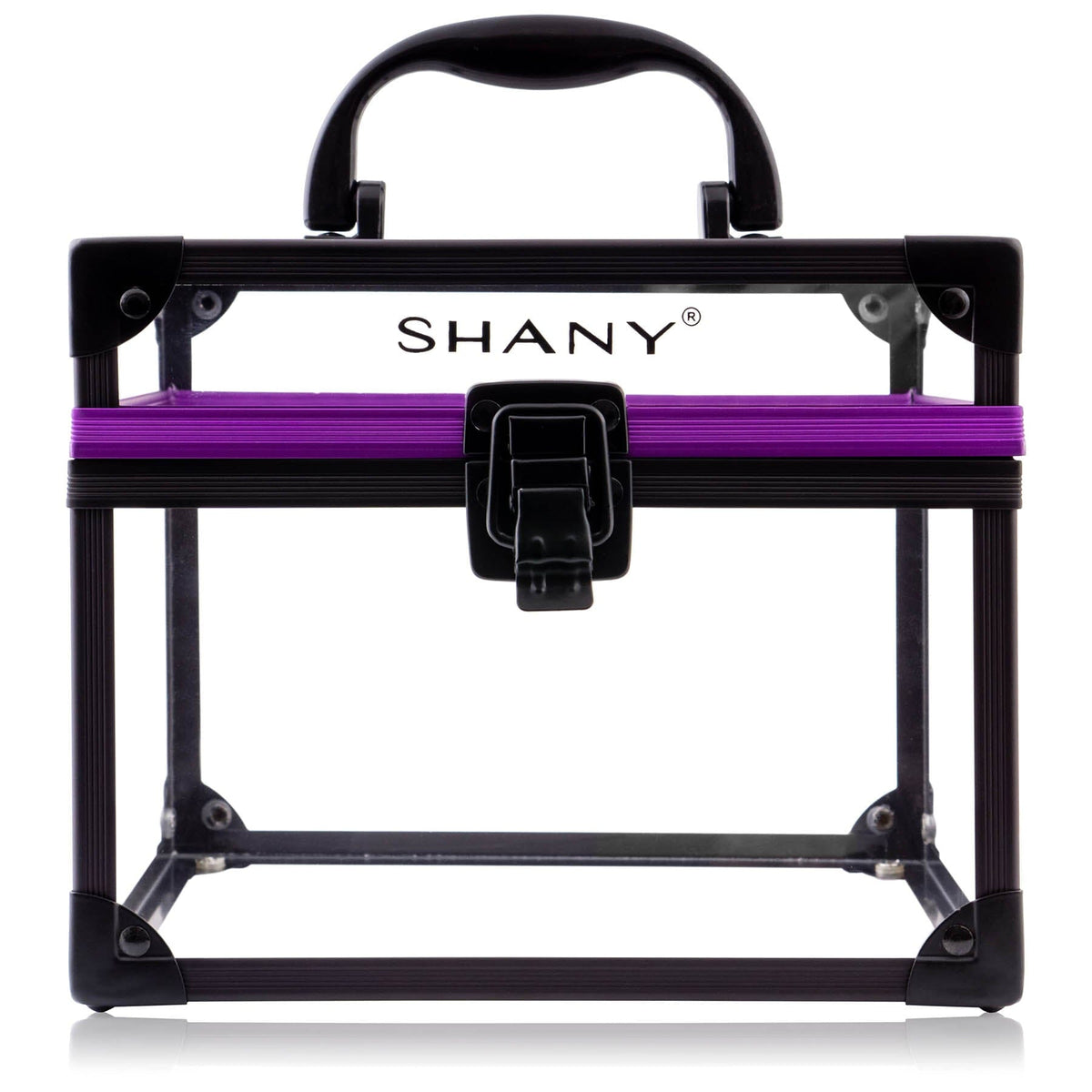 SHANY Clear Cosmetics and Toiletry Train Case, large size, front view
