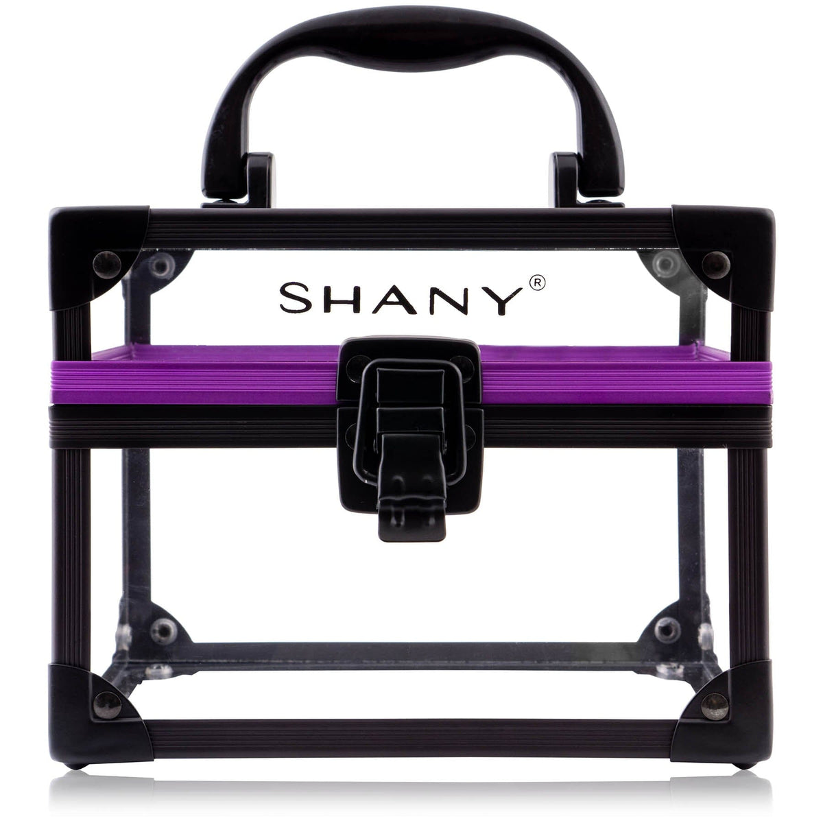 SHANY Clear Cosmetics and Toiletry Train Case, medium size, front view