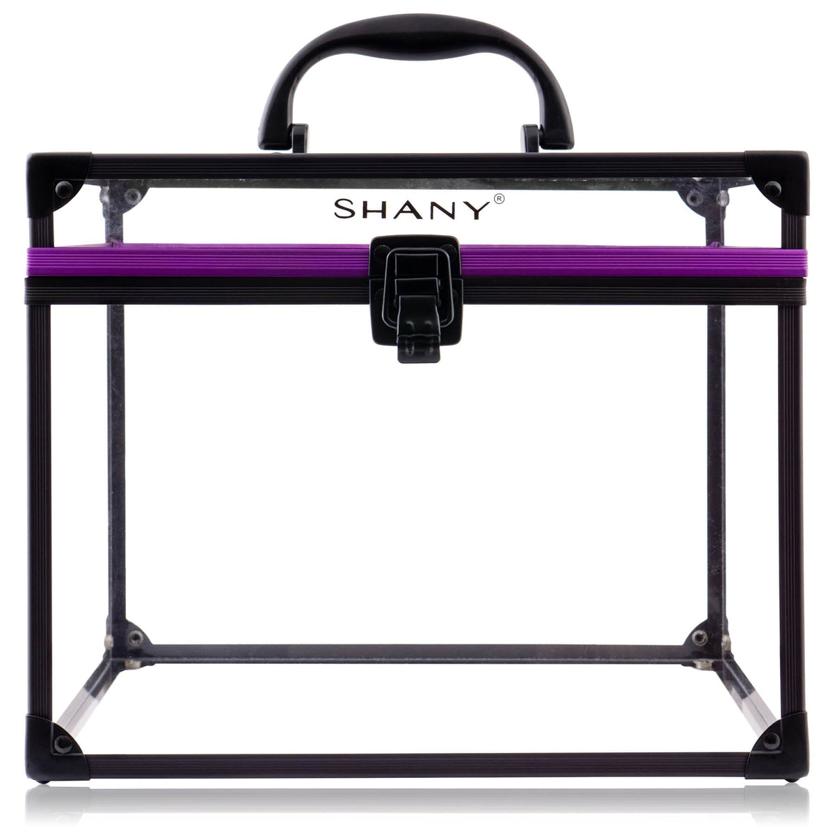SHANY Clear Cosmetics and Toiletry Train Case, XL size, front view