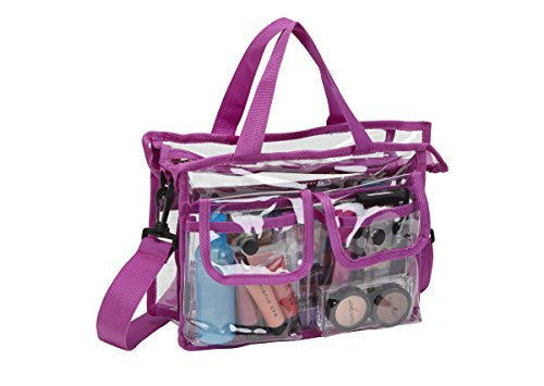 Purple Medium Clear PVC Set Bag with Strap