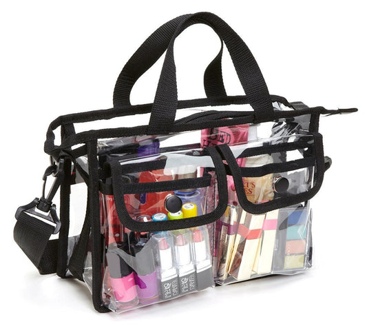 Black Medium Clear PVC Set Bag with Strap