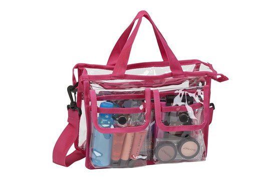 Pink Medium Clear PVC Set Bag with Strap