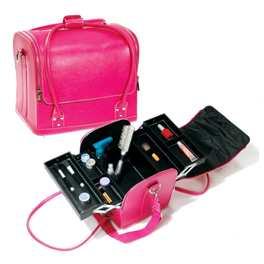 Pink Rolltop Soft-Sided Makeup Train Case