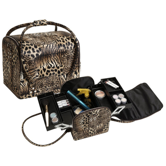 Tiger Leopard Rolltop Soft-Sided Makeup Train Case