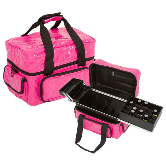 Hot Pink Soft Nail & Makeup Case with Trays