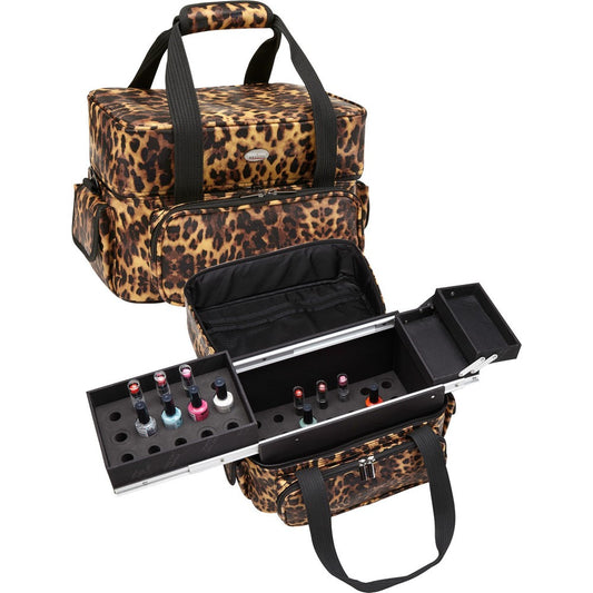 Leopard Soft Nail & Makeup Case with Trays