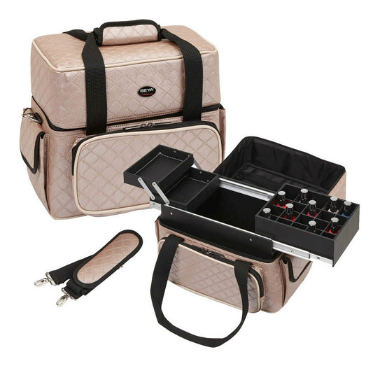 Silver Soft Nail & Makeup Case with Trays
