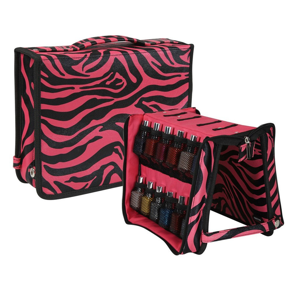 Pink Zebra Nail Polish Storage Folder