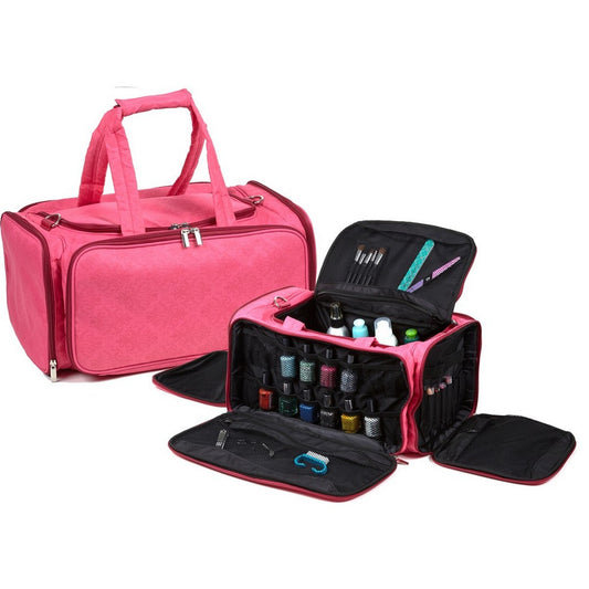 Floral Pink Nail Polish Travel Bag