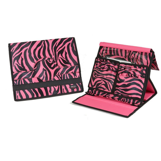 Pink Zebra Collapsible Makeup Station with Mirror
